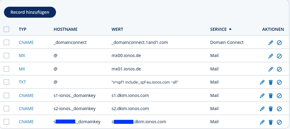 IONOS DNS Management WebUI