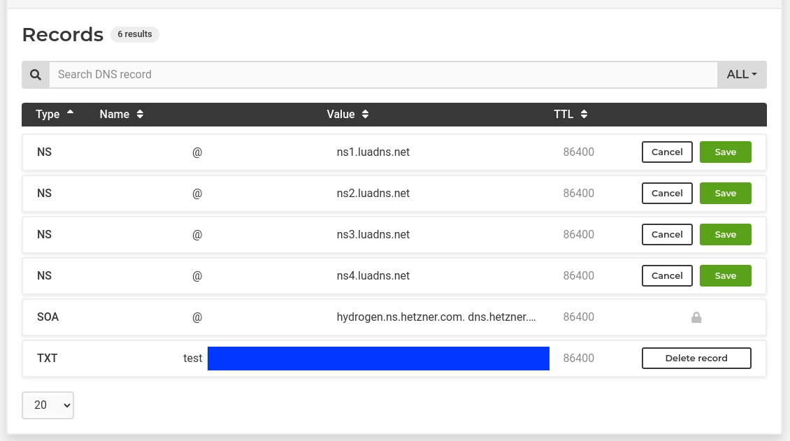 Hetzner DNS Management WebUI