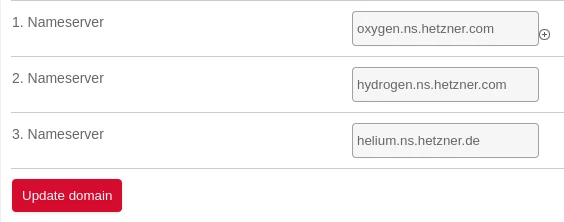 Hetzner Domain WebUI Nameservers before