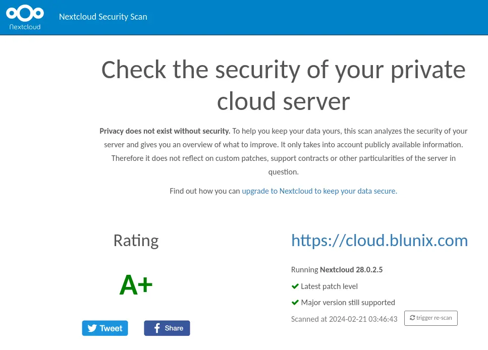 Nextcloud Security Scan Result