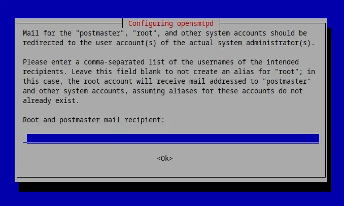 Configuring the recipient for root and postmaster mails