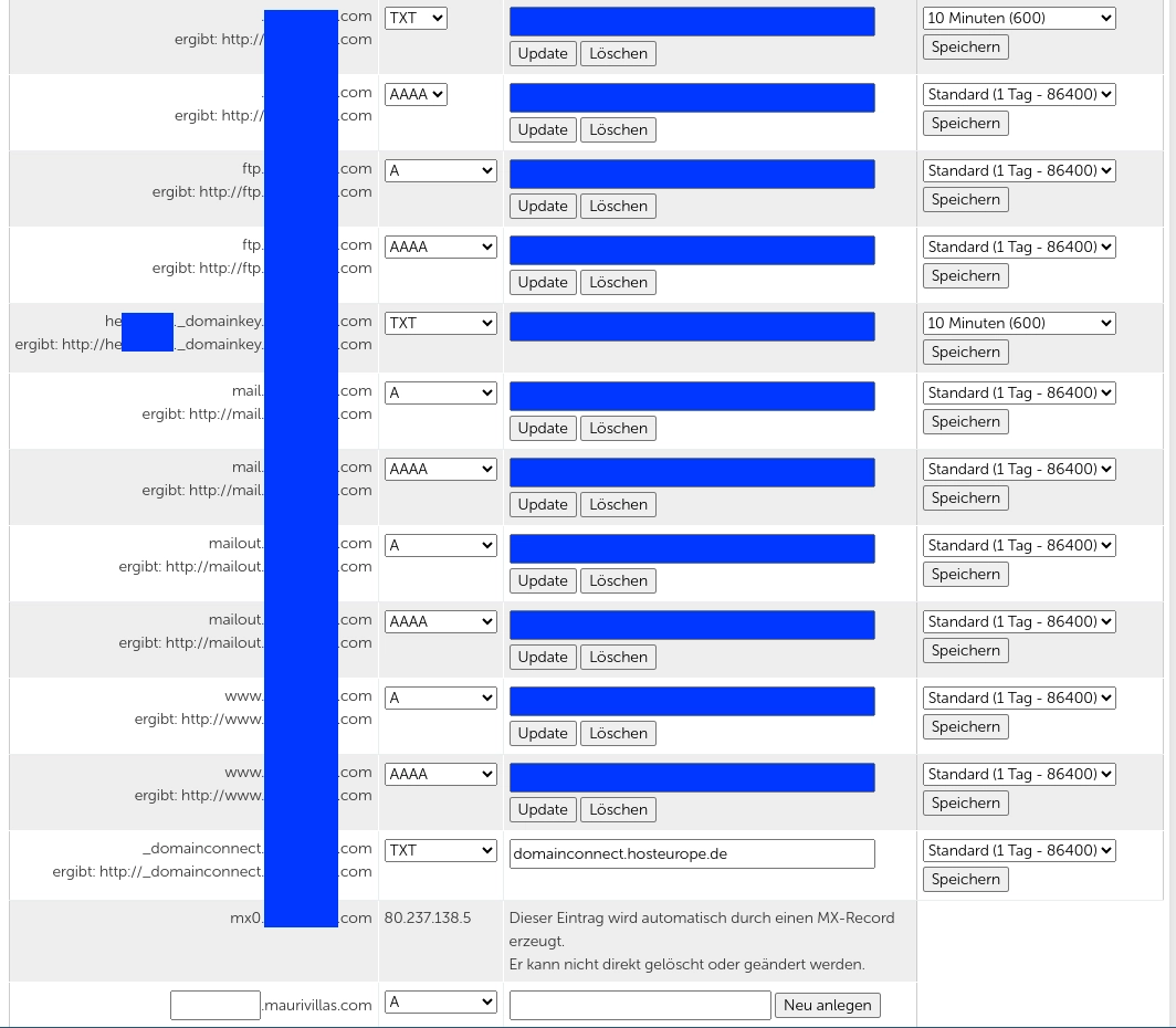 HostEurope DNS Management WebUI