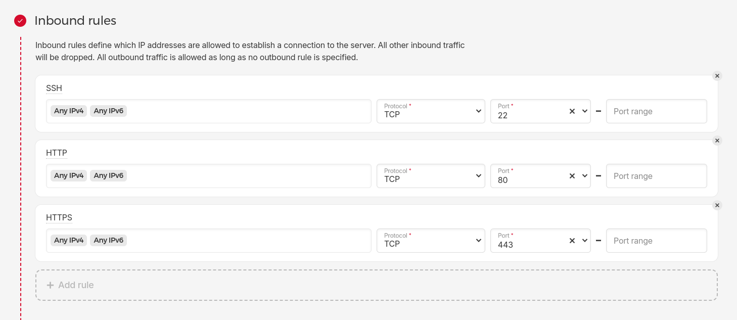 Hetzner Cloud Firewall-Regeln für Nextcloud