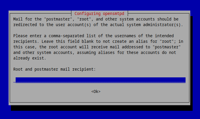 Konfigurieren des Empfängers für root- und postmaster-Mails